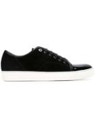 Lanvin Toe Cap Sneakers, Men's, Size: 7, Black, Calf Leather/leather/patent Leather/rubber