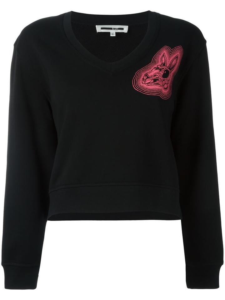 Mcq Alexander Mcqueen Bunny Print Sweatshirt, Women's, Size: Small, Black, Cotton