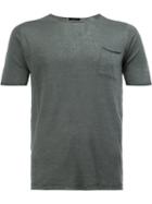 Roberto Collina Chest Pocket T-shirt, Men's, Size: 54, Green, Linen/flax