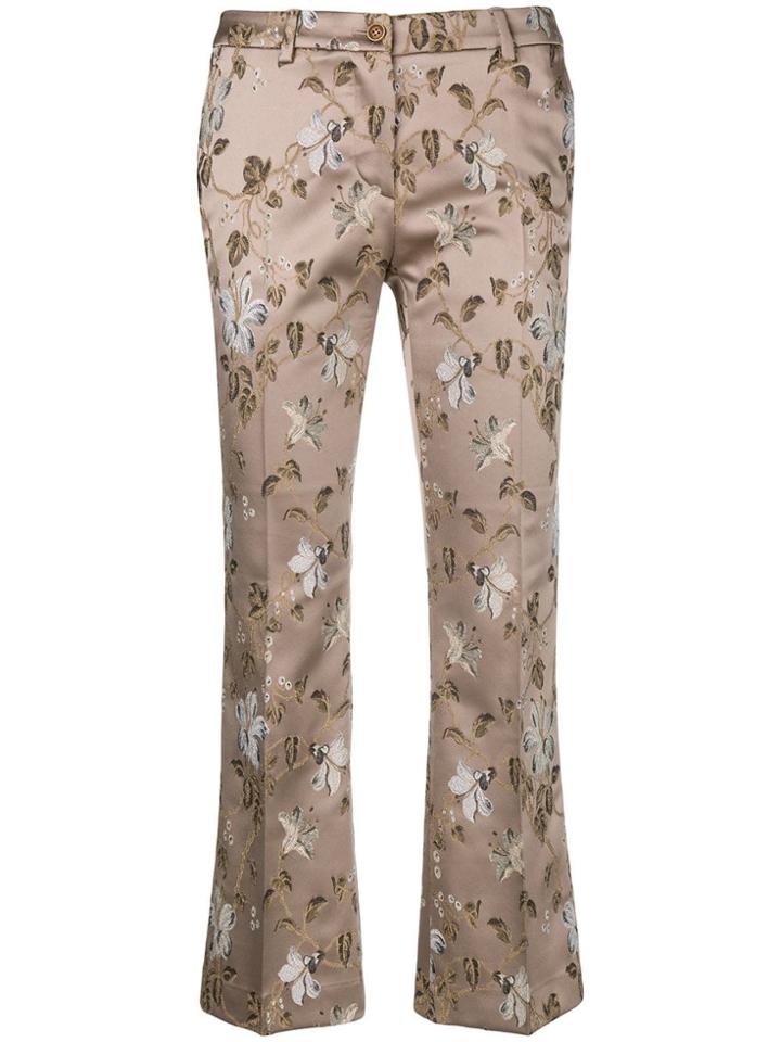 Pt01 Jaine Floral-embroidered Trousers - Nude & Neutrals