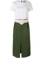 Erika Cavallini Belted Dress, Women's, Size: 42, Green, Cotton/spandex/elastane