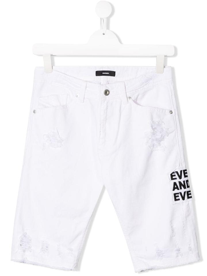 Diesel Kids Darron Denim Shorts - White