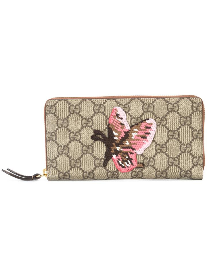 Gucci Vintage Gg Supreme Zipped Wallet - Brown