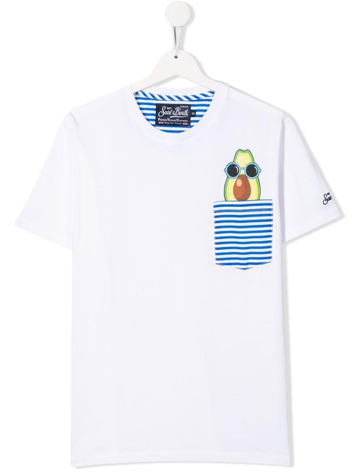 Mc2 Saint Barth Kids Teen Avocado Pocket T-shirt - White