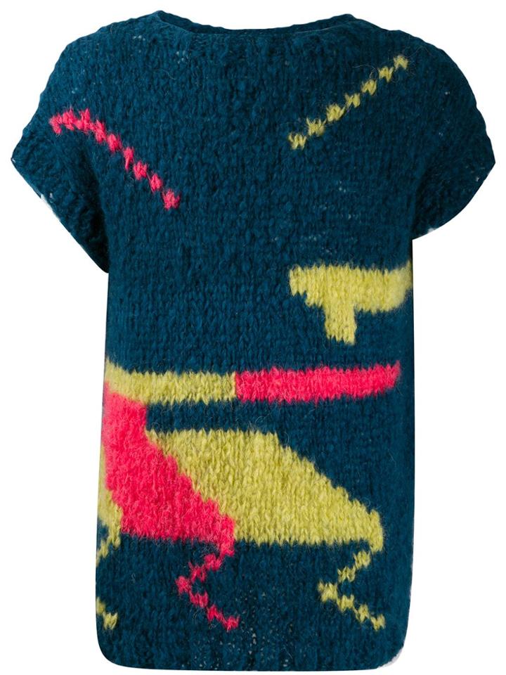 Paria Farzaneh Chunky Knit Shortsleeved Sweater - Blue