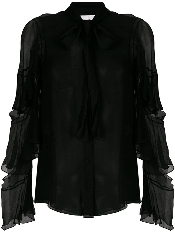 Chloé Ruffled Pussy Bow Blouse - Black