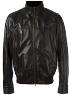 Herno Zip Up Leather Jacket, Men's, Size: 56, Brown, Lamb Skin/polyester/viscose