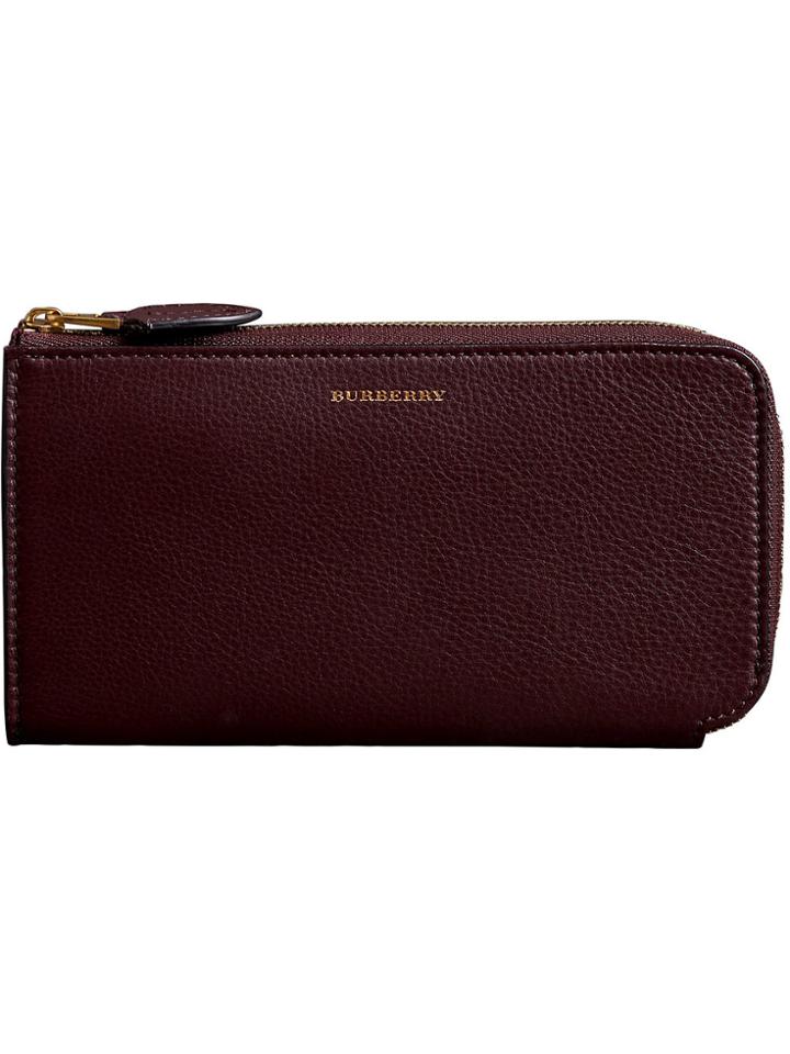 Burberry Two-tone Leather Ziparound Wallet And Coin Case - Red