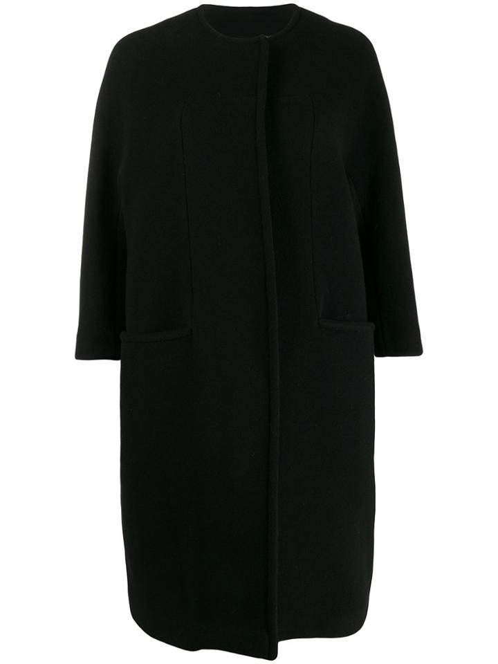 Gianluca Capannolo Collarless Cocoon Coat - Black