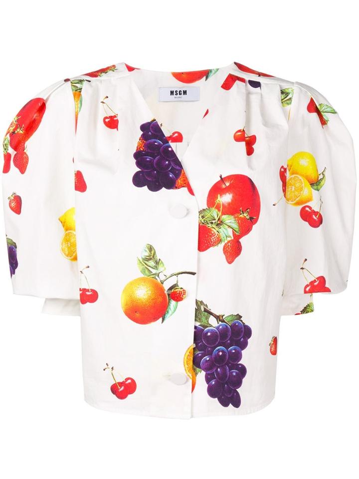 Msgm Fruit Print Blouse - White