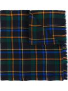 Etro Checked Scarf, Adult Unisex, Blue, Silk/cashmere