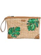 Michael Michael Kors Foliage Embroidered Clutch - Brown