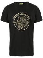 Versace Jeans Gold Embroidered Logo T-shirt - Black