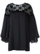 Martha Medeiros - Lace Panel Top - Women - Acetate/viscose - 38, Black, Acetate/viscose