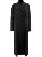 Yang Li Stitch Detail Double Breasted Coat - Black