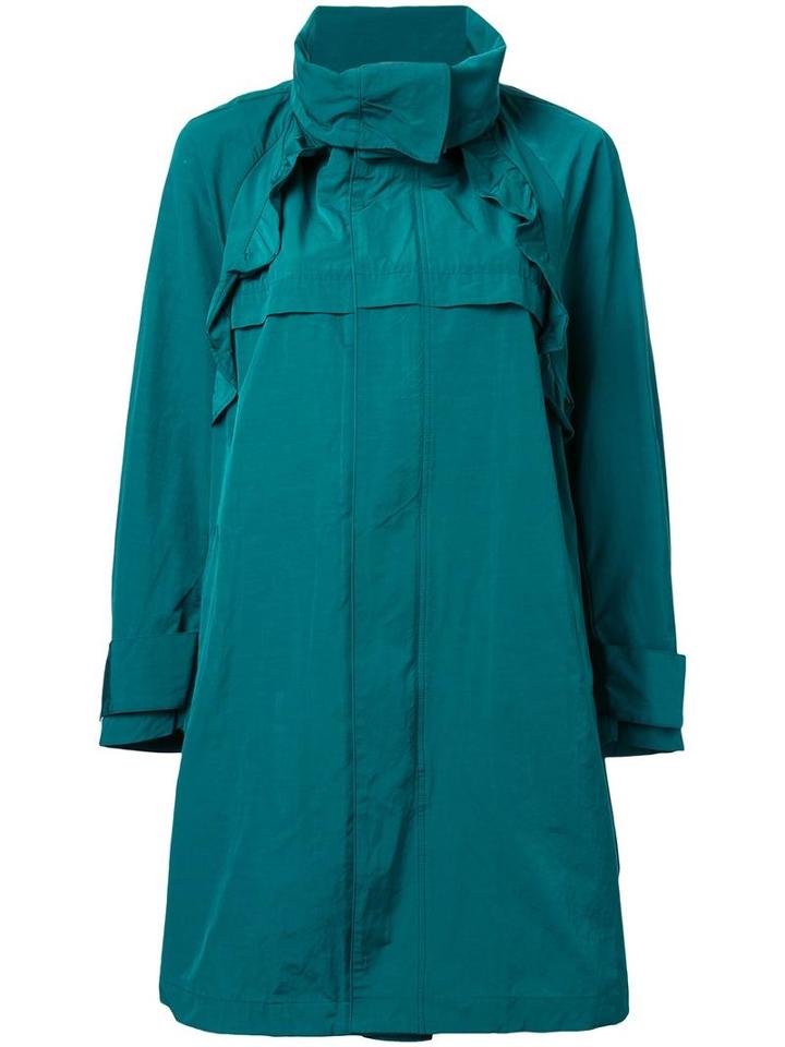 Muveil Frill Trim Parka, Women's, Size: 38, Green, Nylon