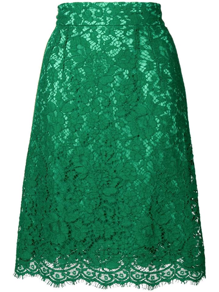 Dolce & Gabbana Floral Lace Skirt - Green