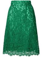 Dolce & Gabbana Floral Lace Skirt - Green