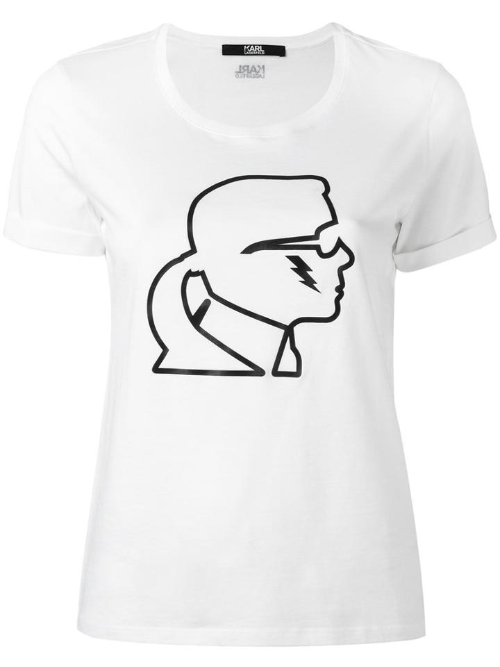 Karl Lagerfeld Karl Print T-shirt, Women's, Size: Large, White, Cotton