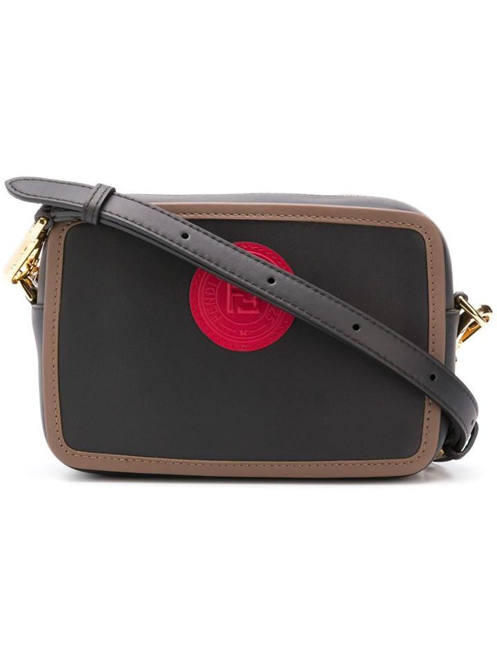 Fendi Logo Patch Crossbody Bag - Black