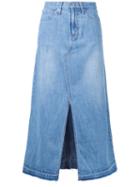 Muveil Front Slit A-line Skirt, Women's, Size: 40, Blue, Cotton