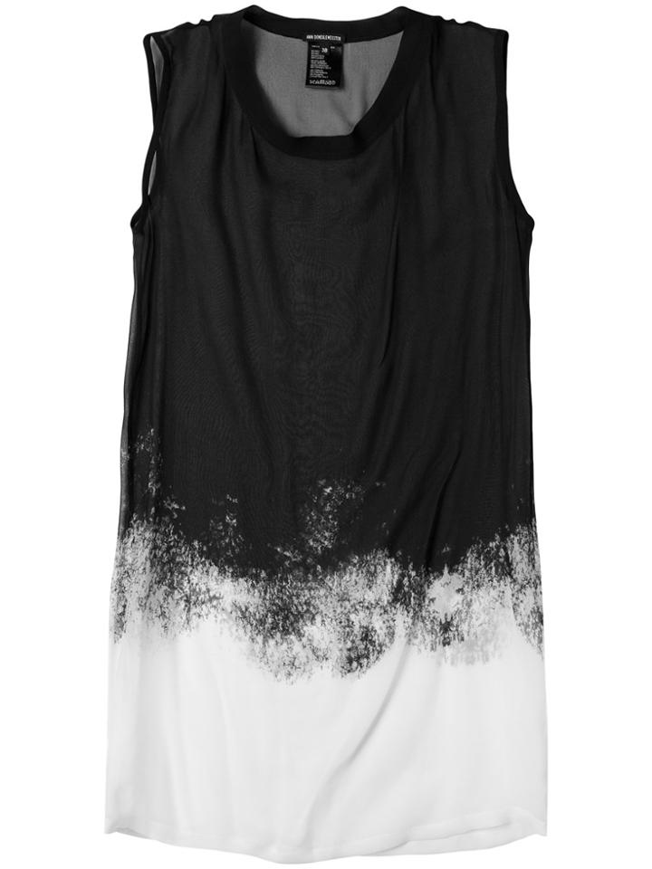 Ann Demeulemeester Two-tone Longline T-shirt - Black