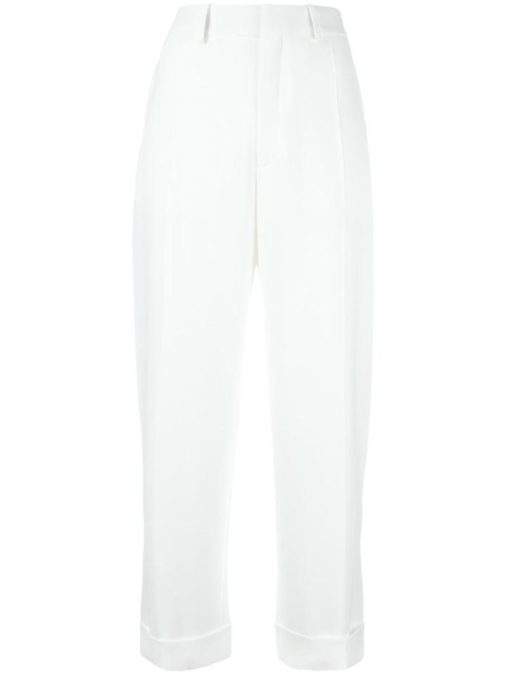 Chloé Straight Leg Tailored Trousers, Women's, Size: 34, White, Acetate/silk/cotton