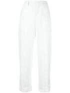 Chloé Straight Leg Tailored Trousers, Women's, Size: 34, White, Acetate/silk/cotton