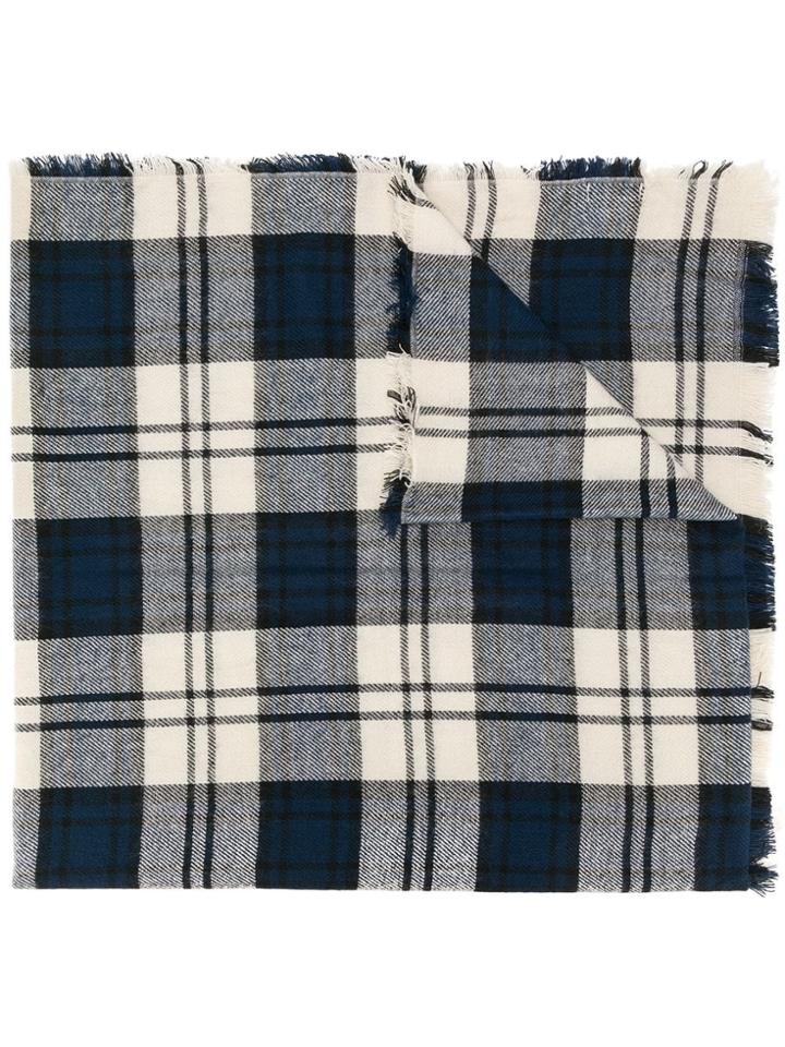 Woolrich Plaid Print Scarf - Blue