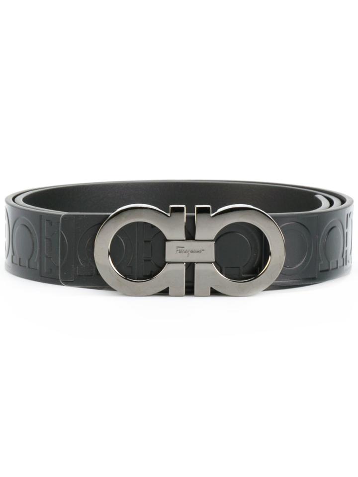 Salvatore Ferragamo - All-over Double Gancini Belt - Men - Calf Leather - 105, Black, Calf Leather