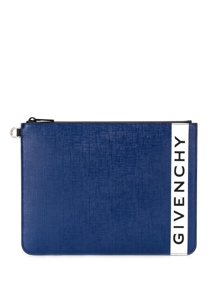 Givenchy Logo Print Clutch - Blue