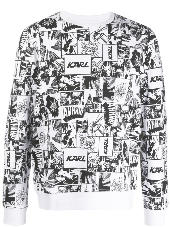 Karl Lagerfeld Comic Book Print Logo Sweatshirt - White