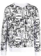 Karl Lagerfeld Comic Book Print Logo Sweatshirt - White