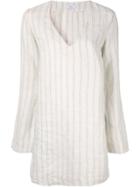 Venroy Striped V-neck Mini Dress - Neutrals