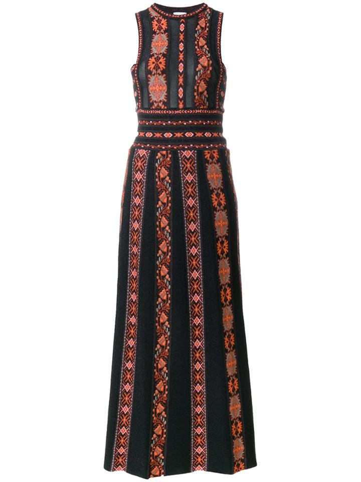 M Missoni Embroidered Flared Dress - Black