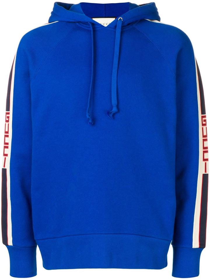 Gucci Logo Stripe Hoodie - Blue