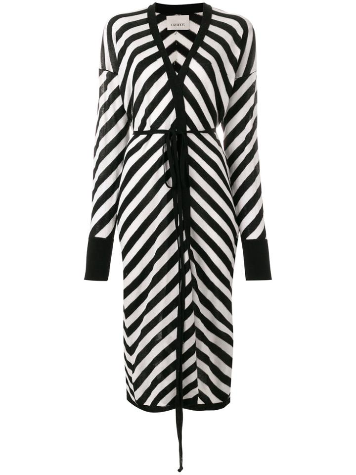 Laneus Long Striped Cardigan - Black