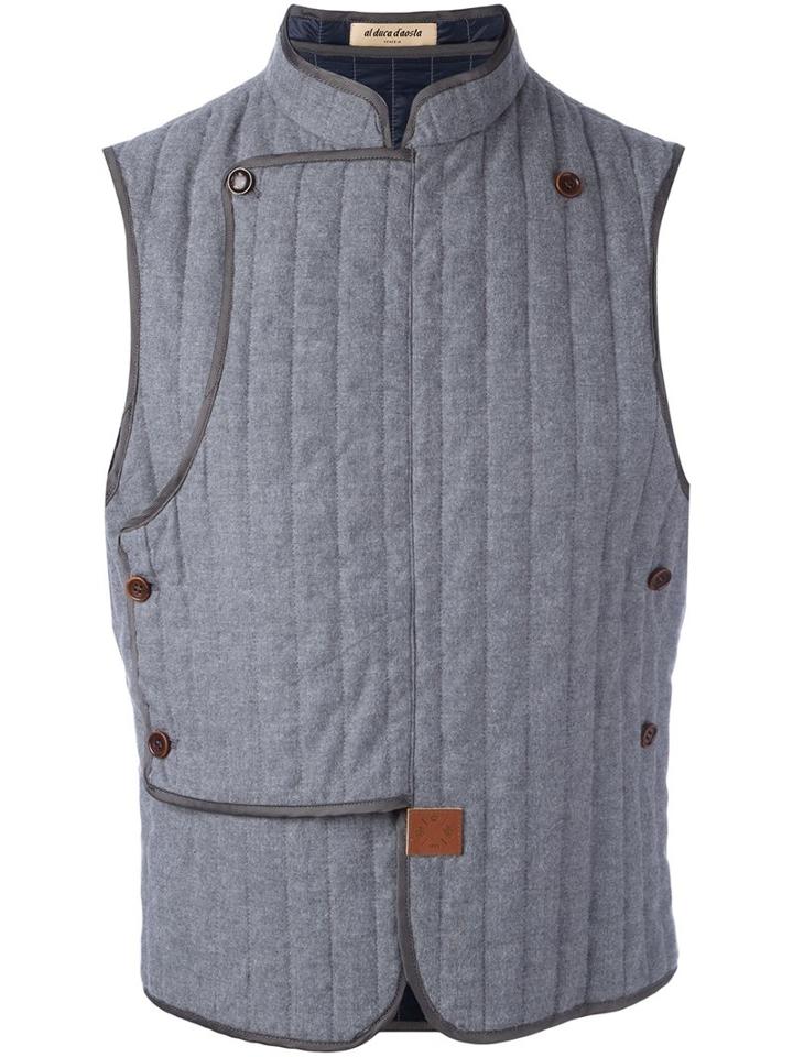 Al Duca D'aosta 1902 Sleeveless Quilted Gilet, Men's, Size: 52, Grey, Acrylic/polyester/wool
