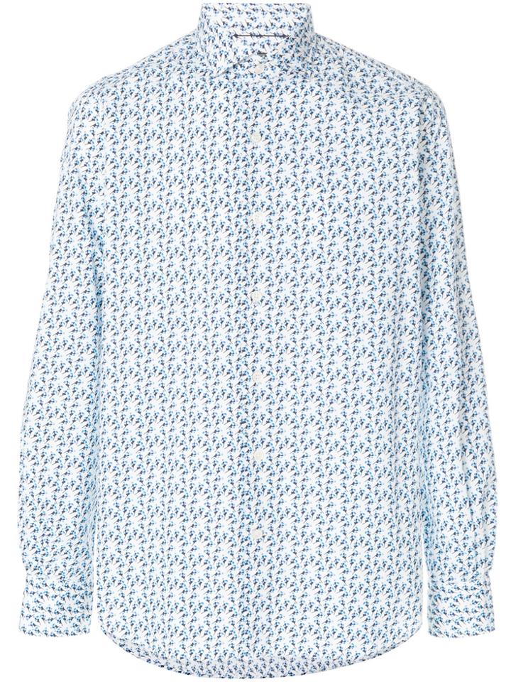 Orian Print Long-sleeve Fitted Shirt - Blue