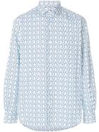 Orian Print Long-sleeve Fitted Shirt - Blue