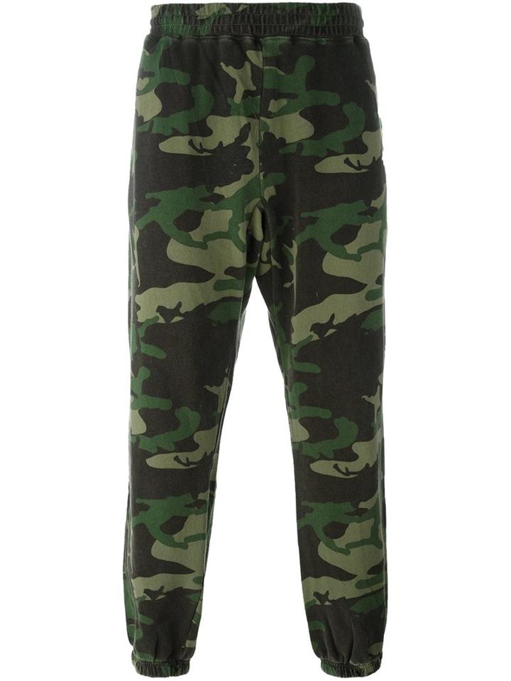 Stussy Camouflage Print Track Pants, Men's, Size: Large, Green, Cotton