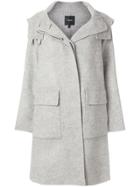 Theory Button-down Fitted Coat - Grey