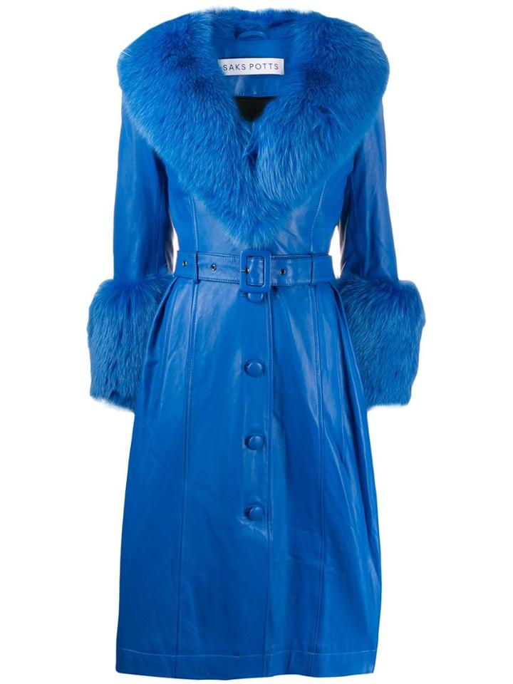 Saks Potts Foxy Long Belted Coat - Blue