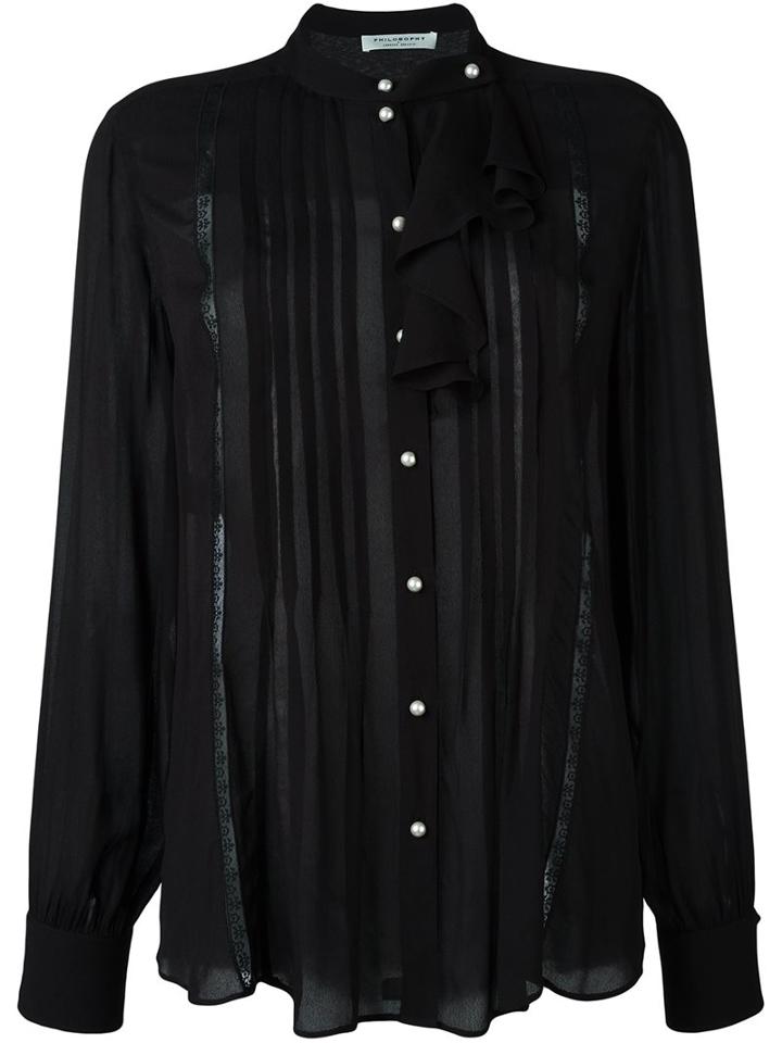 Philosophy Di Lorenzo Serafini Band Collar Shirt, Women's, Size: 44, Black, Rayon