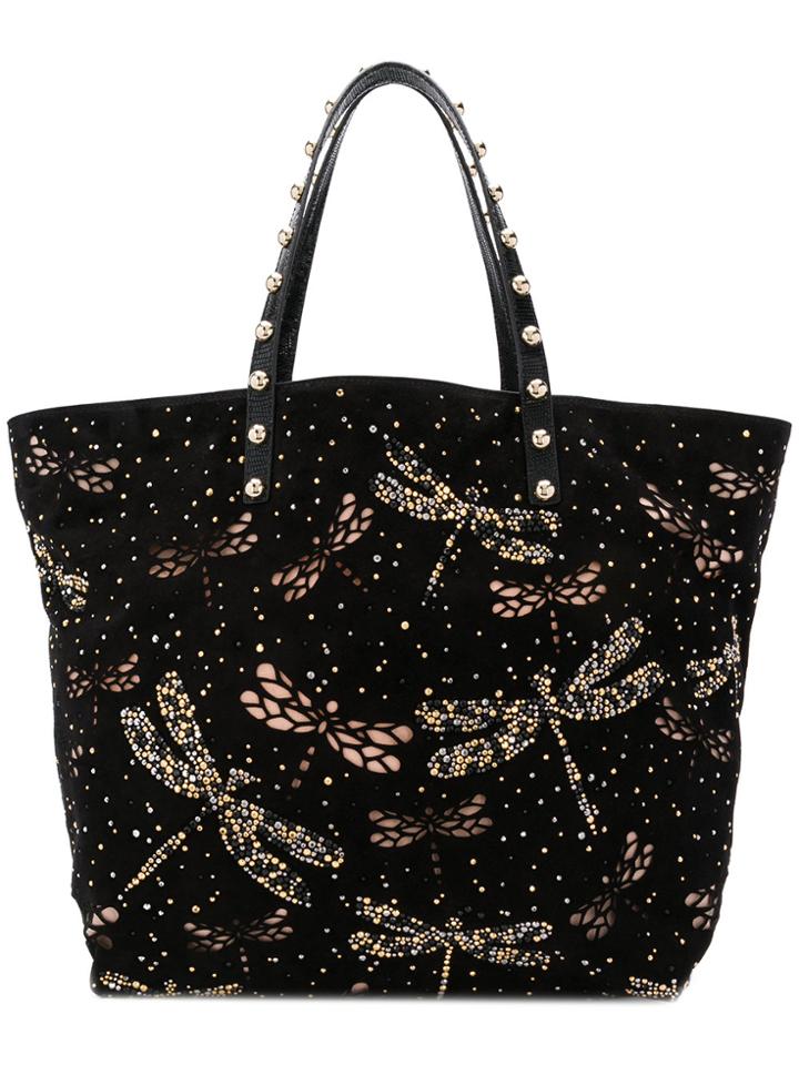 Red Valentino Embellished Dragonfly Tote - Black