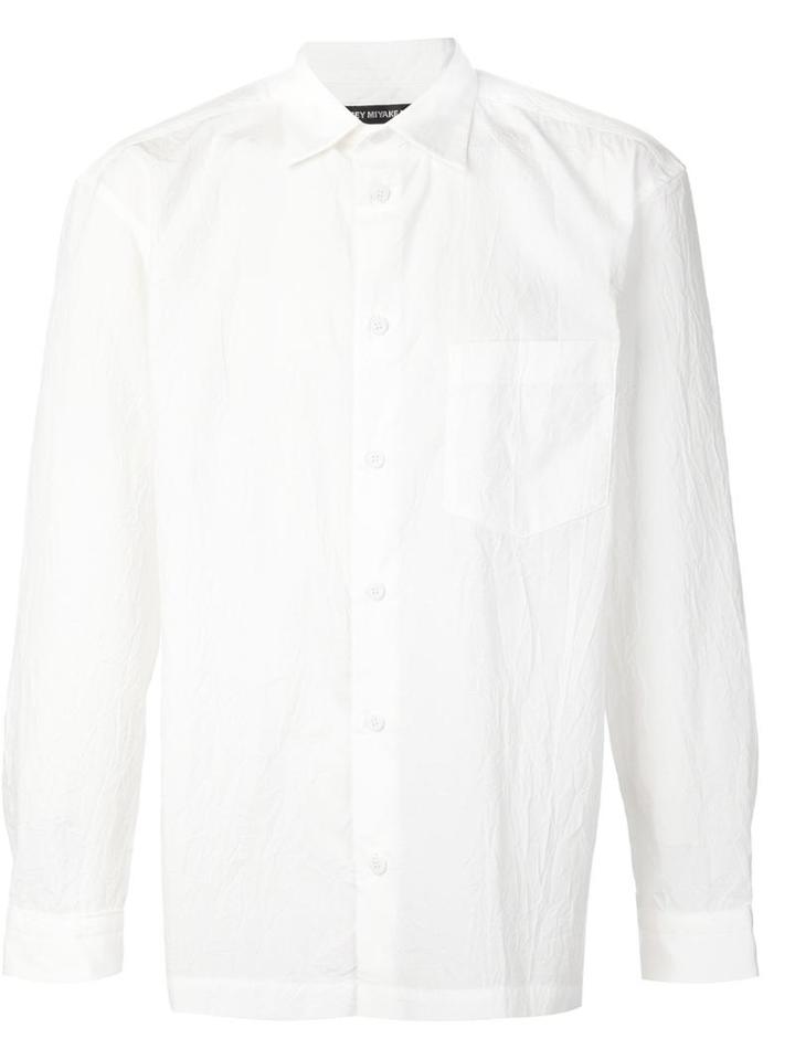 Issey Miyake Wrinkled Shirt, Men's, Size: 2, White, Polyester/cotton