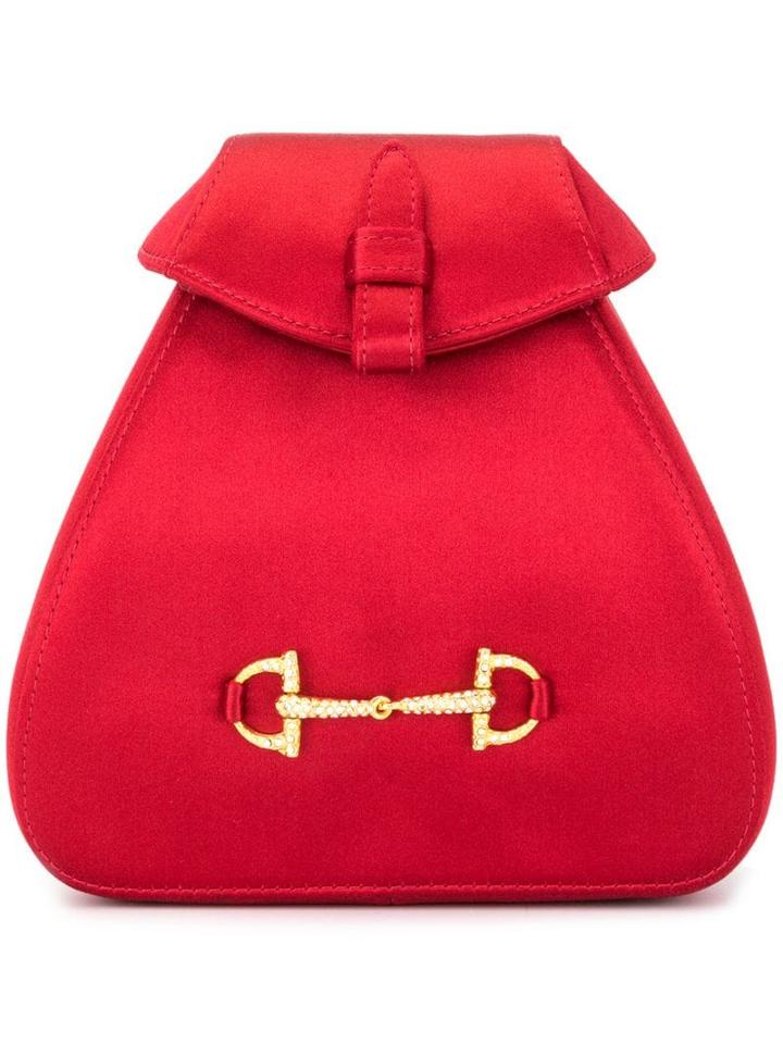 Gucci Pre-owned Horsebit Rhinestone Backpack Bag - Red