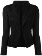 Pleats Please By Issey Miyake - Pleated Open Front Cardigan - Women - Polyester - 4, Black, Polyester