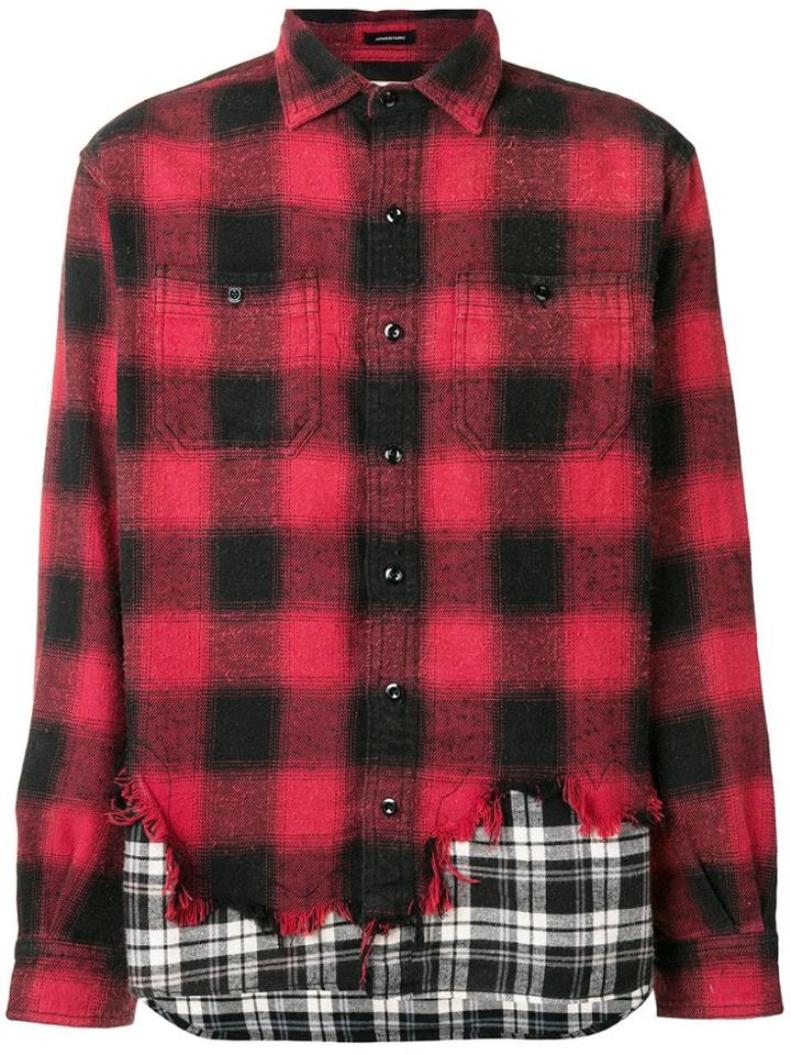 R13 Distressed Multi-print Shirt - Red
