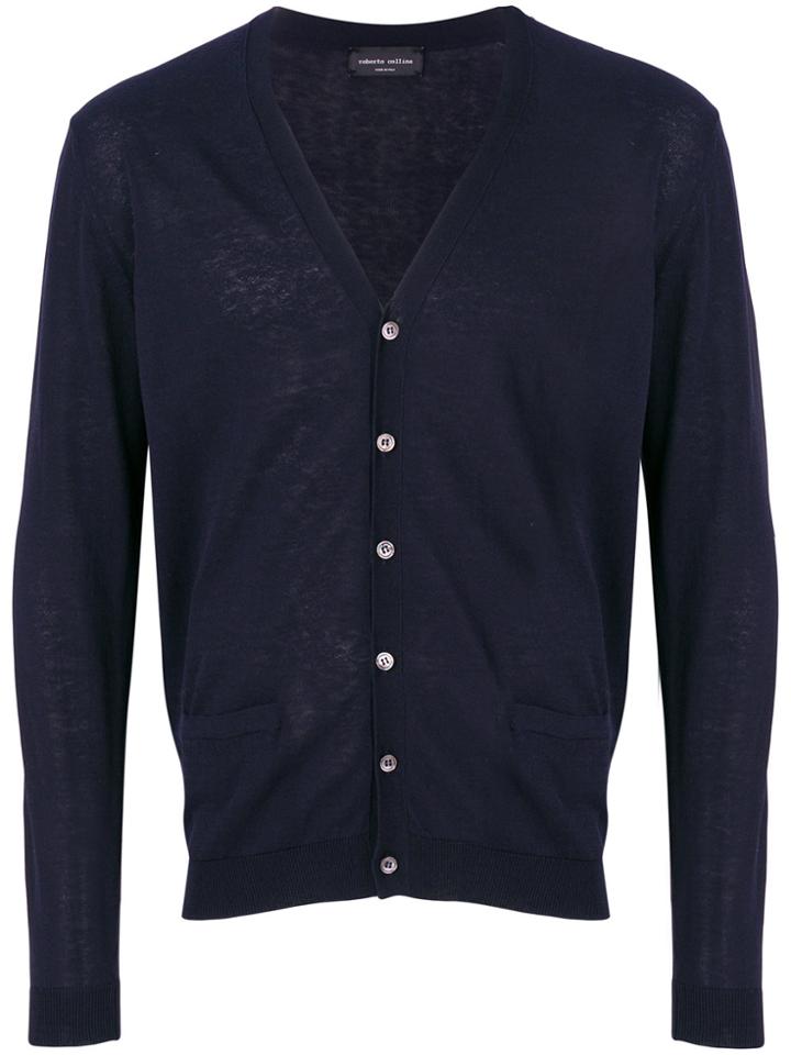 Roberto Collina Deep V-neck Cardigan - Blue